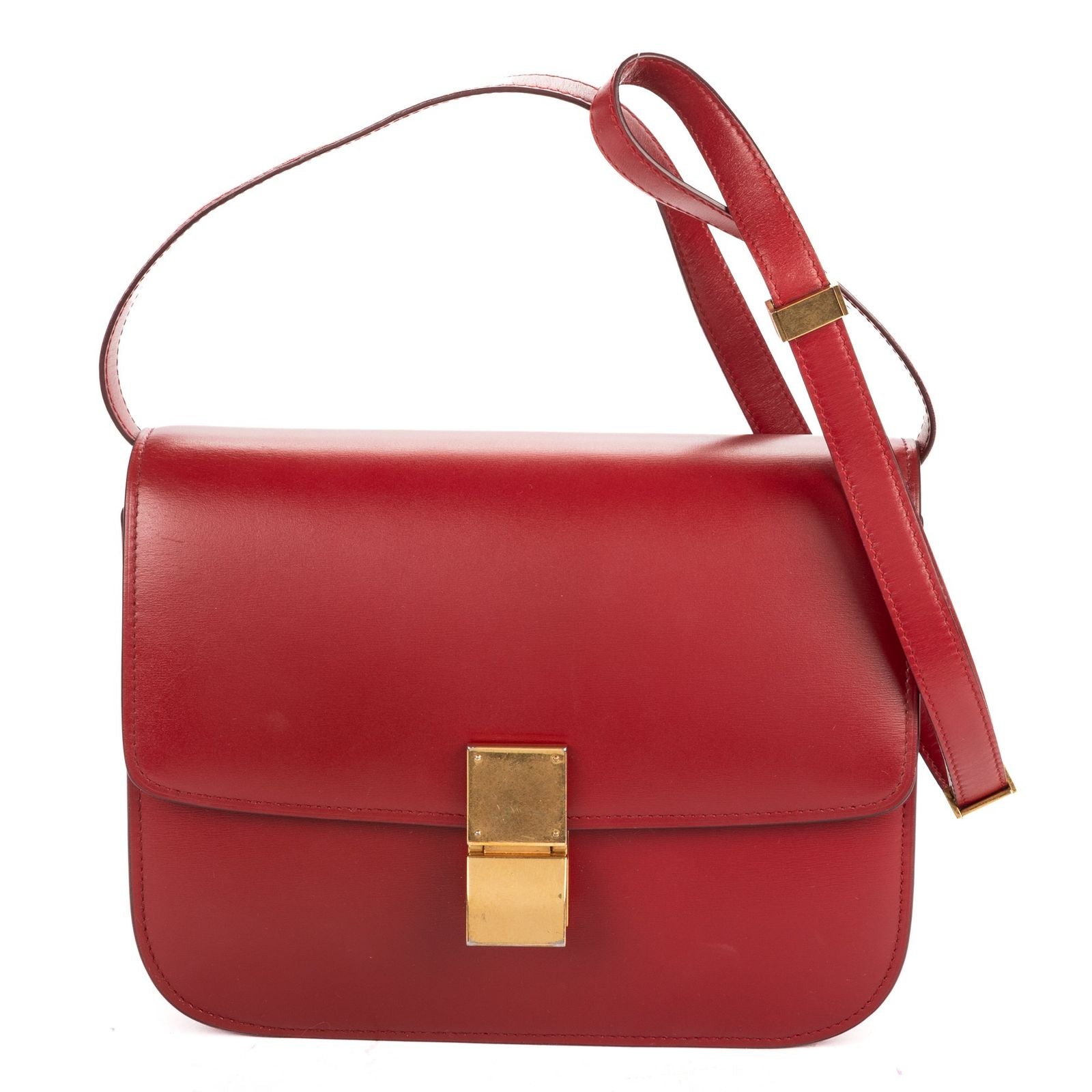 Celine Medium Classic Box Red Smooth Calfskin