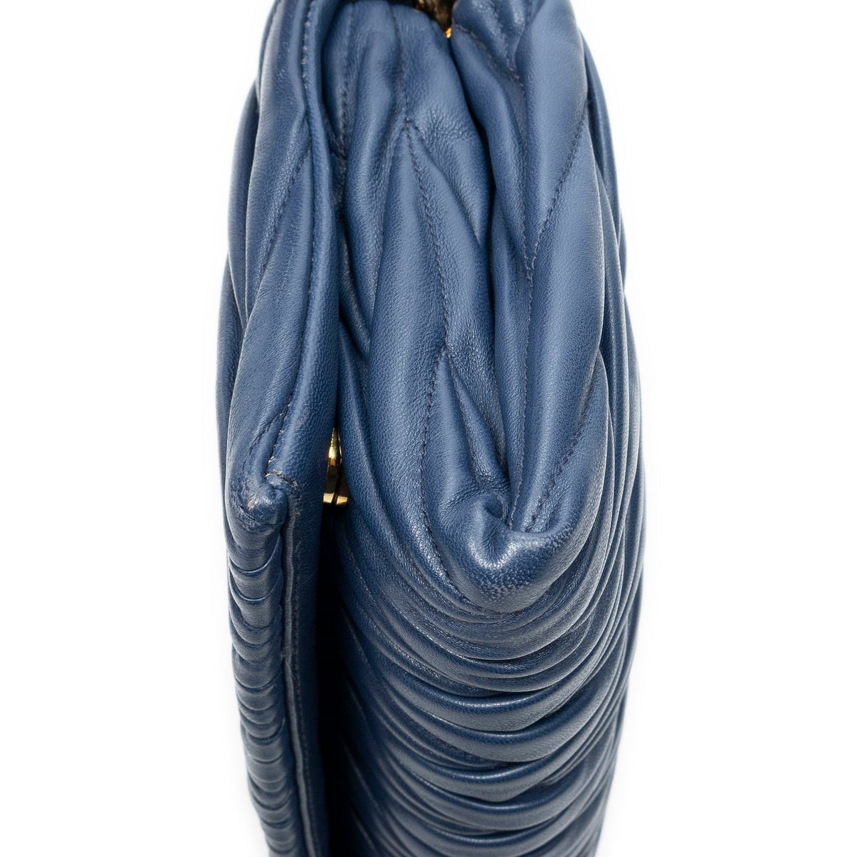 Miu Miu Chain Flap Clutch Navy Nappa Matelasse Leather — view 7