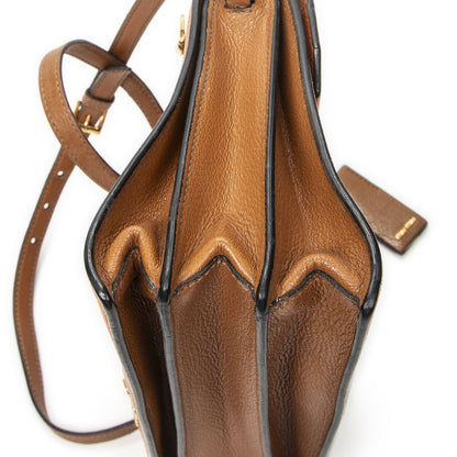 Miu Miu Miupushlock Convertible Top Handle Tan Orange Madras Leather — view 7