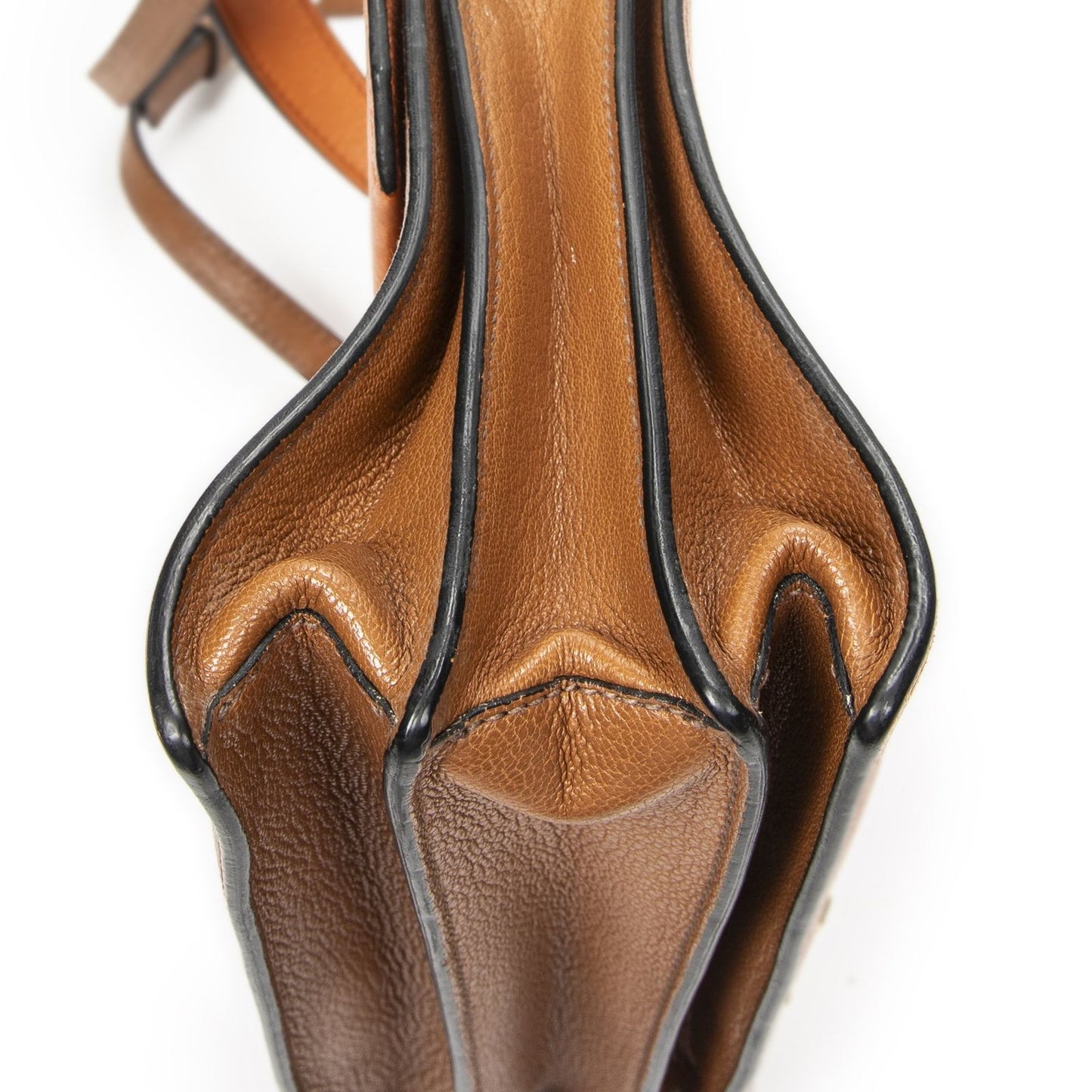 Miu Miu Miupushlock Convertible Top Handle Tan Orange Madras Leather — view 8