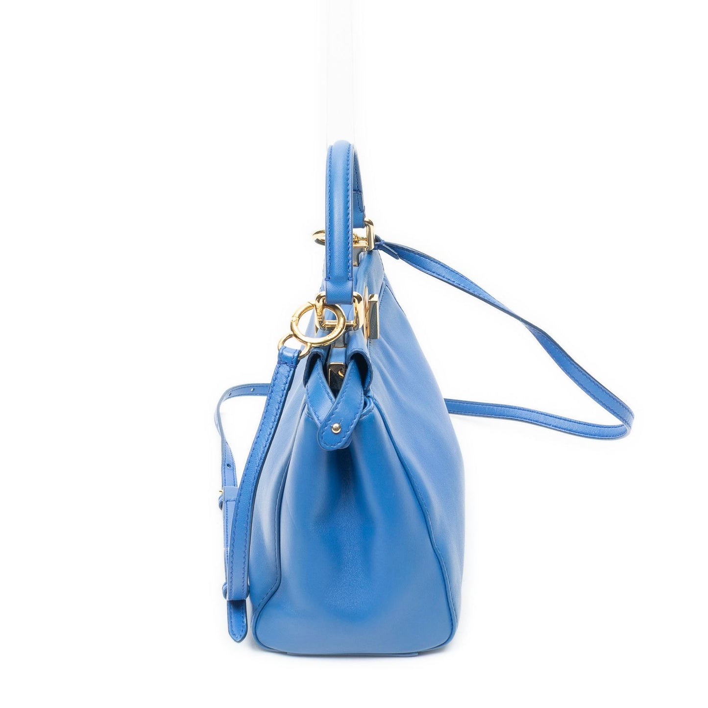 Fendi Mini Peekaboo Blue Calfskin Leather Handbag — view 4