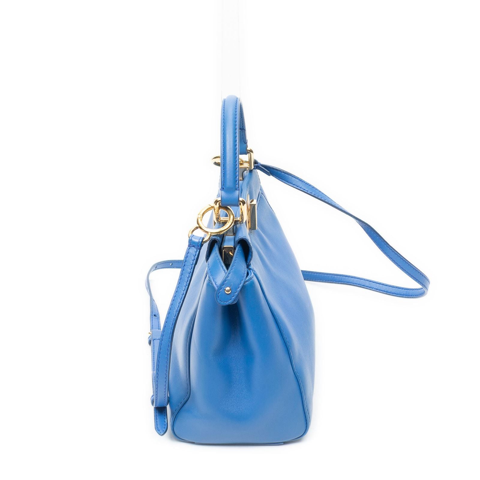 Fendi Mini Peekaboo Blue Calfskin Leather Handbag — view 4