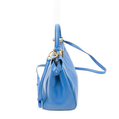 Fendi Mini Peekaboo Blue Calfskin Leather Handbag — view 4