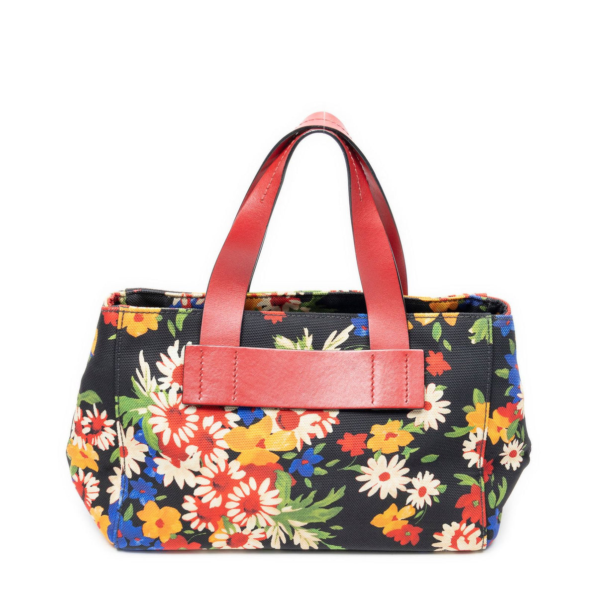 Miu Miu Miu Everywhere Tote Bag Black Red Floral Canvas — view 5