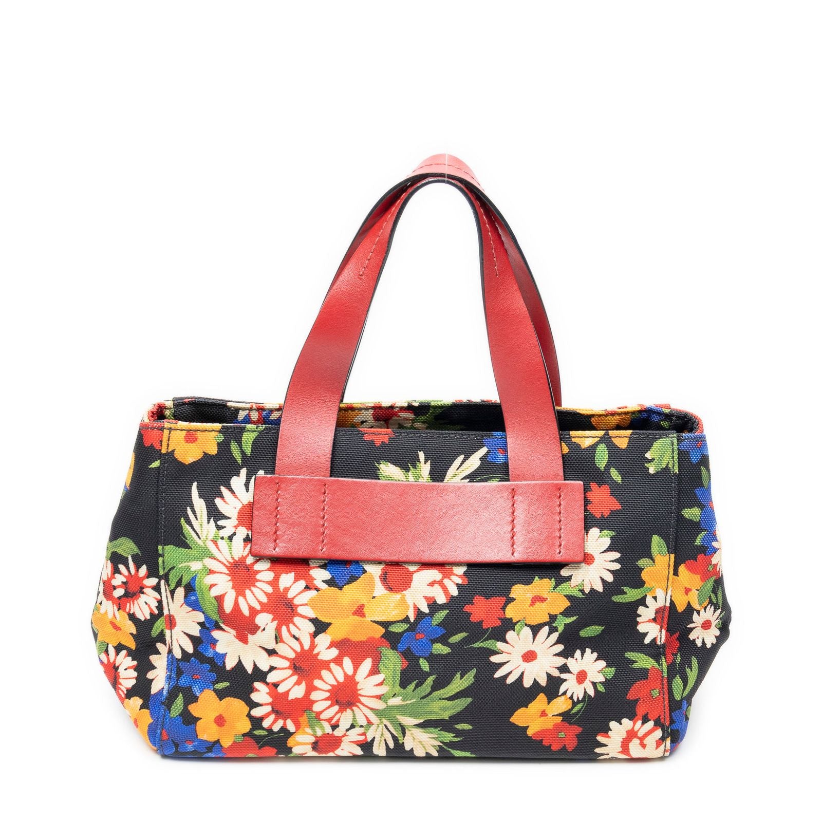 Miu Miu Miu Everywhere Tote Bag Black Red Floral Canvas — view 5