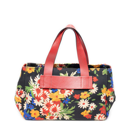 Miu Miu Miu Everywhere Tote Bag Black Red Floral Canvas — view 5