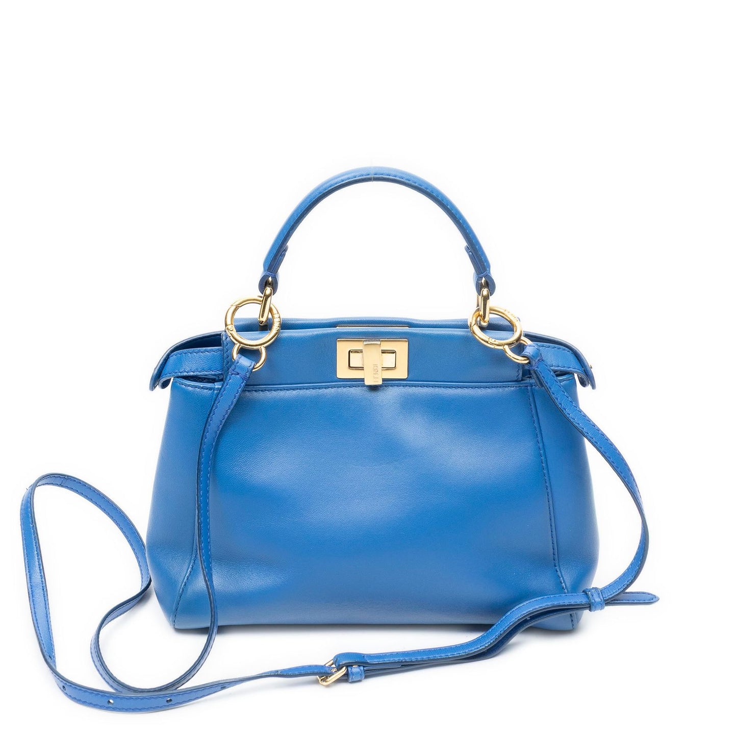 Fendi Mini Peekaboo Blue Calfskin Leather Handbag — view 5