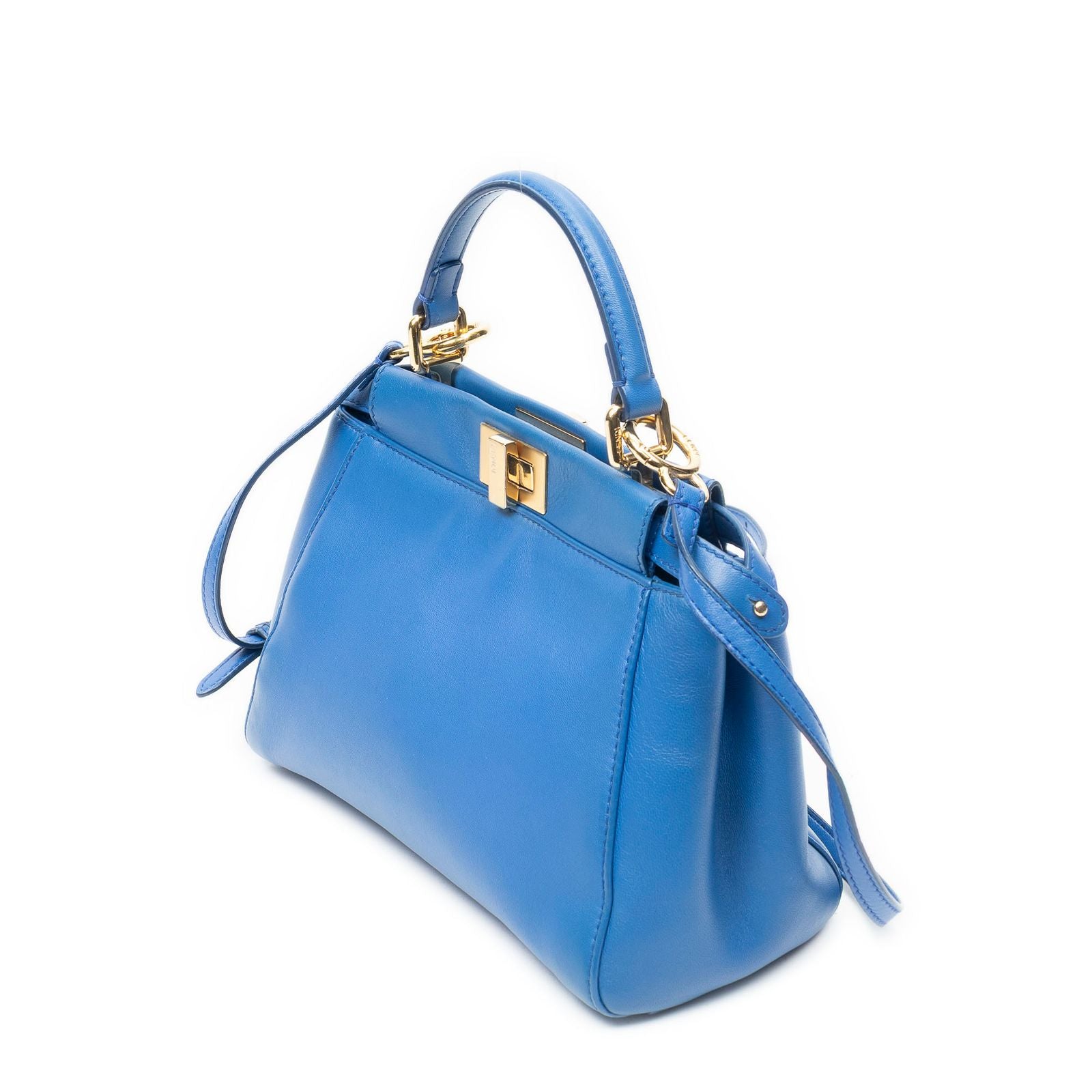 Fendi Mini Peekaboo Blue Calfskin Leather Handbag — view 2
