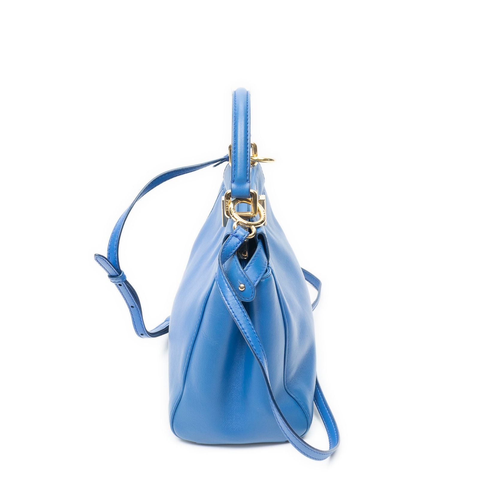 Fendi Mini Peekaboo Blue Calfskin Leather Handbag — view 3
