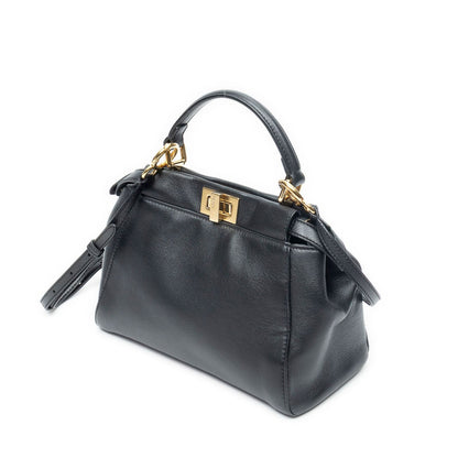 Fendi Mini Peekaboo Black Calfskin Leather Handbag — view 2