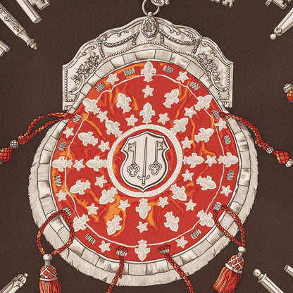 Hermes Scarf Dark Brown Red Silk — view 3
