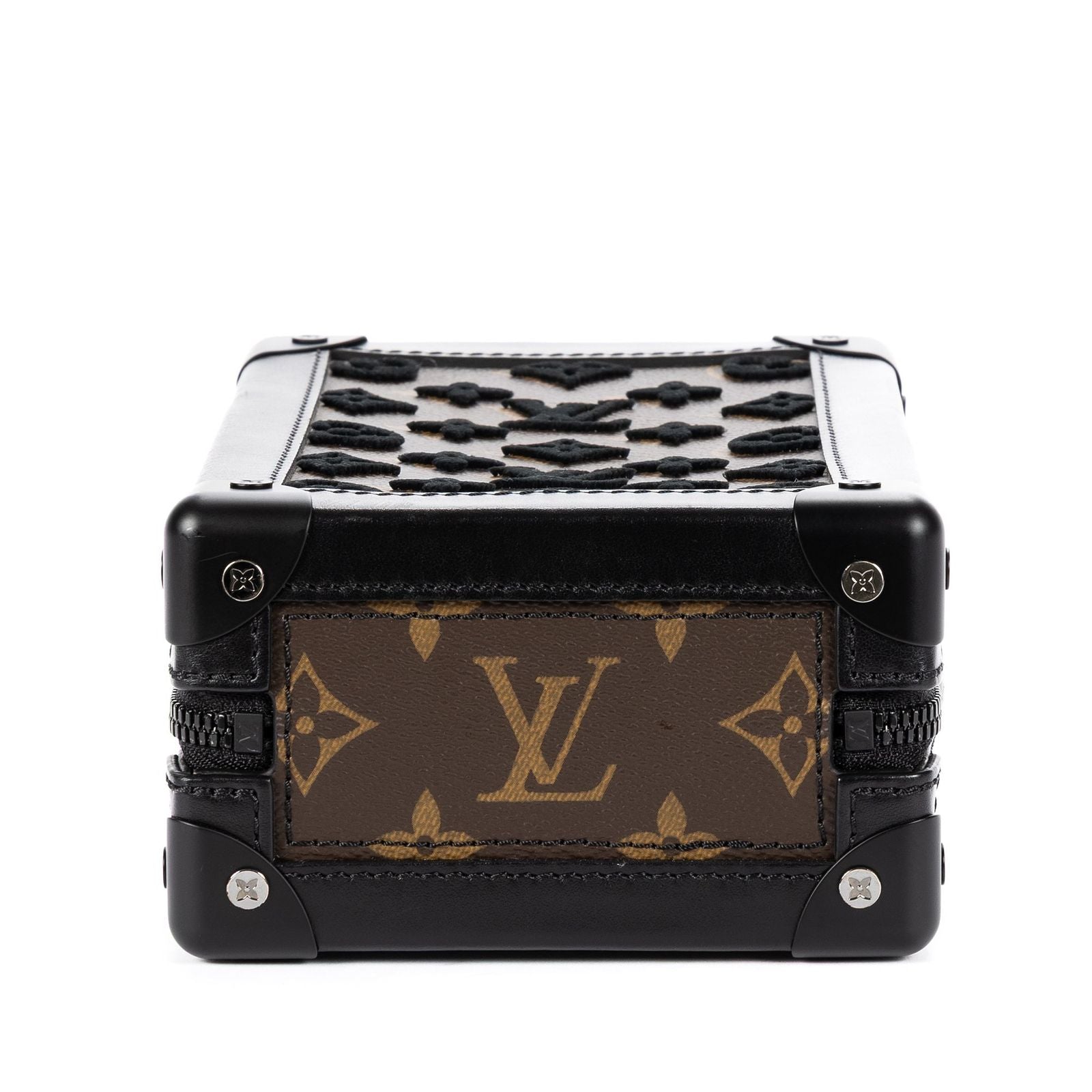 Louis Vuitton Ltd Ed Mesh Mini Soft Trunk Vertical Brown Black Monogram Canvas — view 6