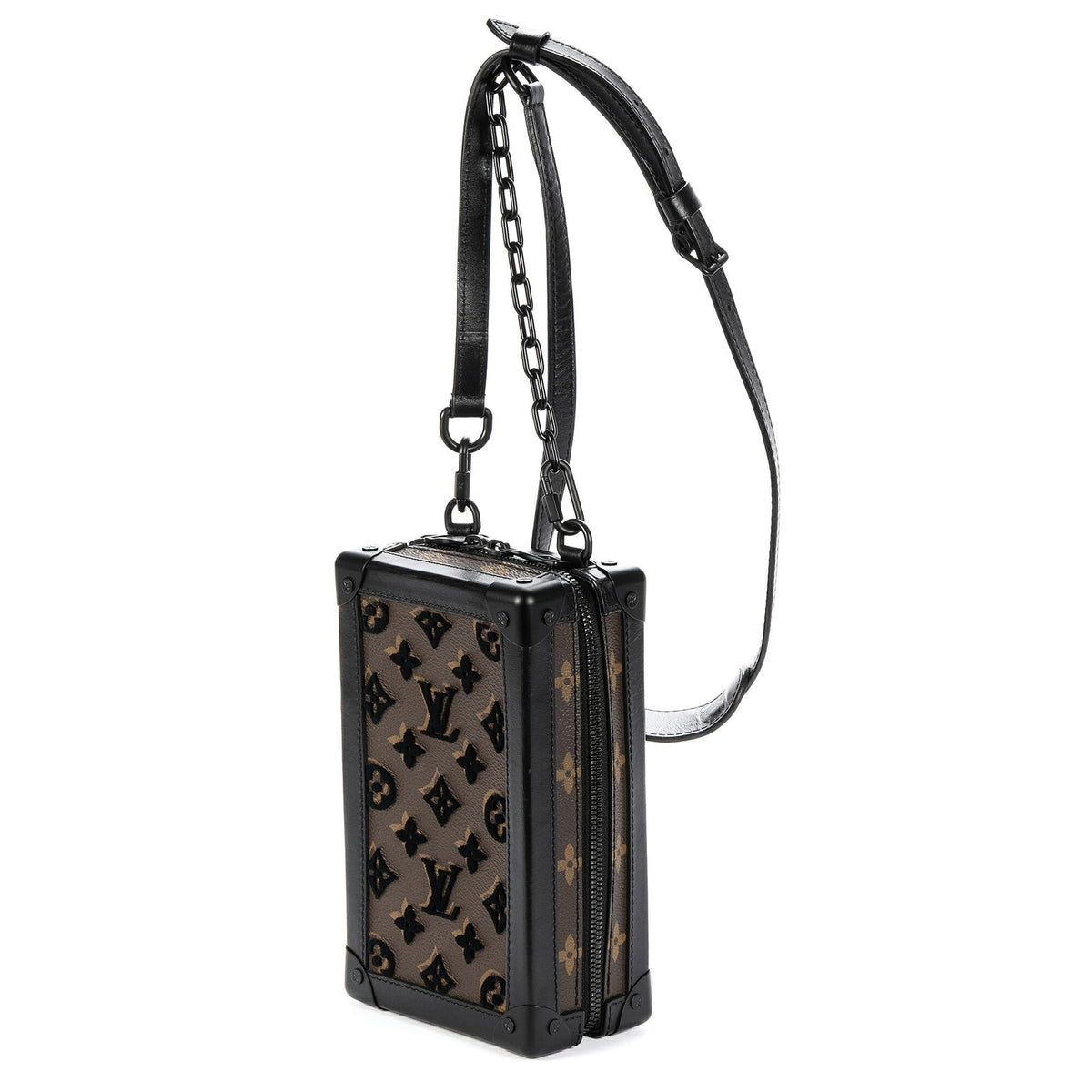 Louis Vuitton Ltd Ed Mesh Mini Soft Trunk Vertical Brown Black Monogram Canvas — view 2