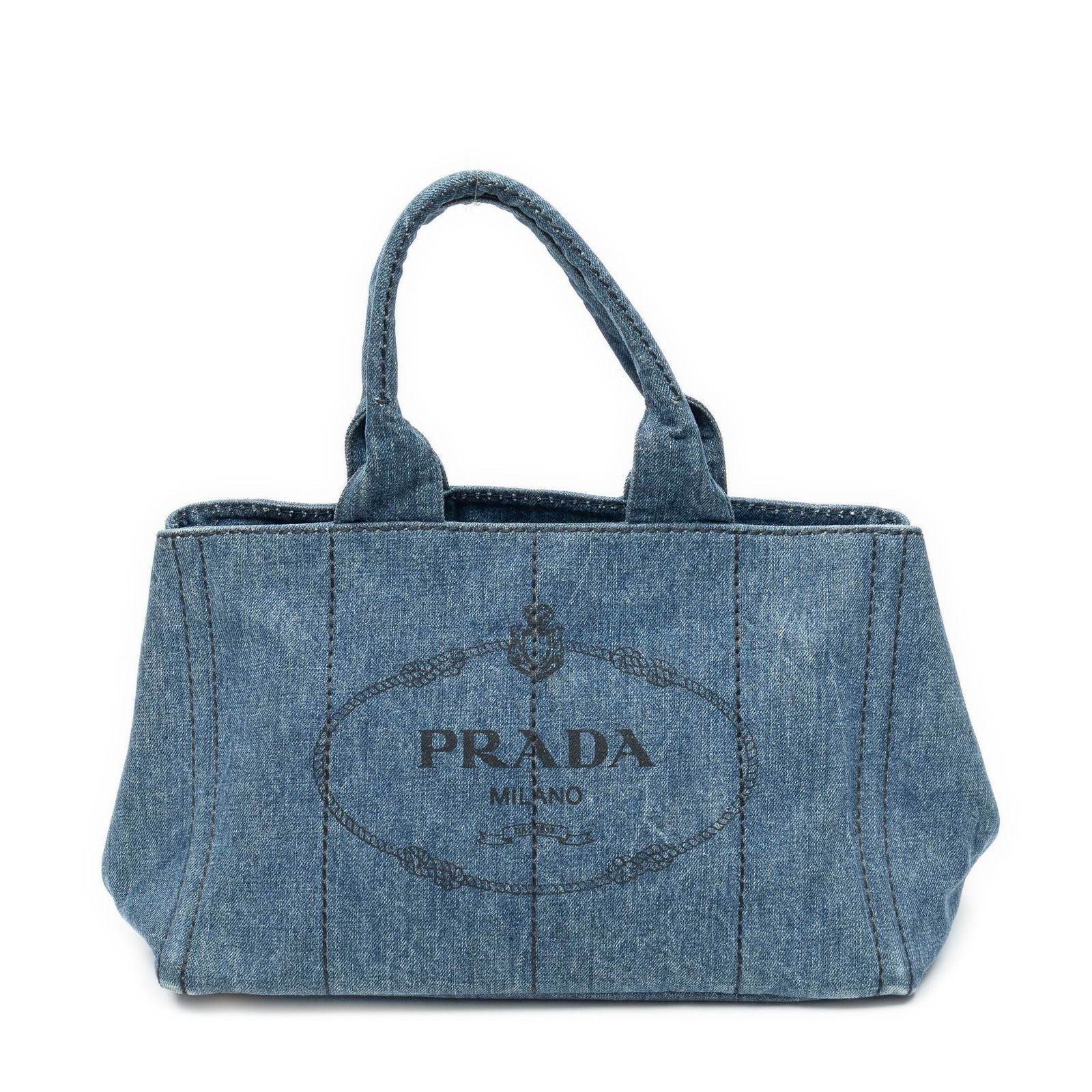 Prada Canapa Tote Bag Blue Denim