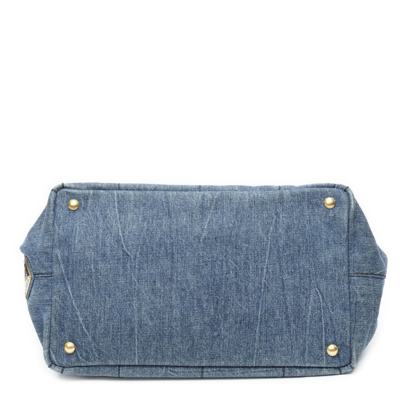 Prada Canapa Tote Bag Blue Denim — view 6