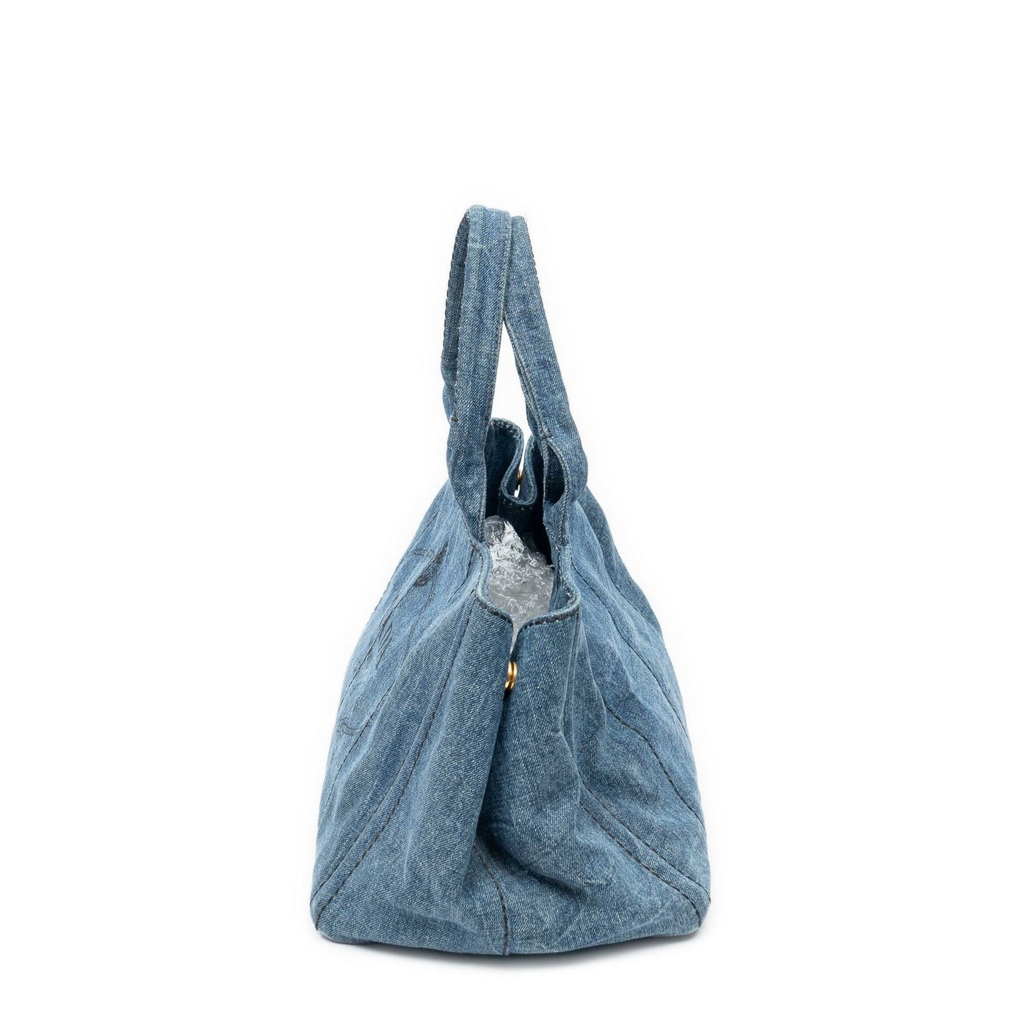 Prada Canapa Tote Bag Blue Denim — view 3