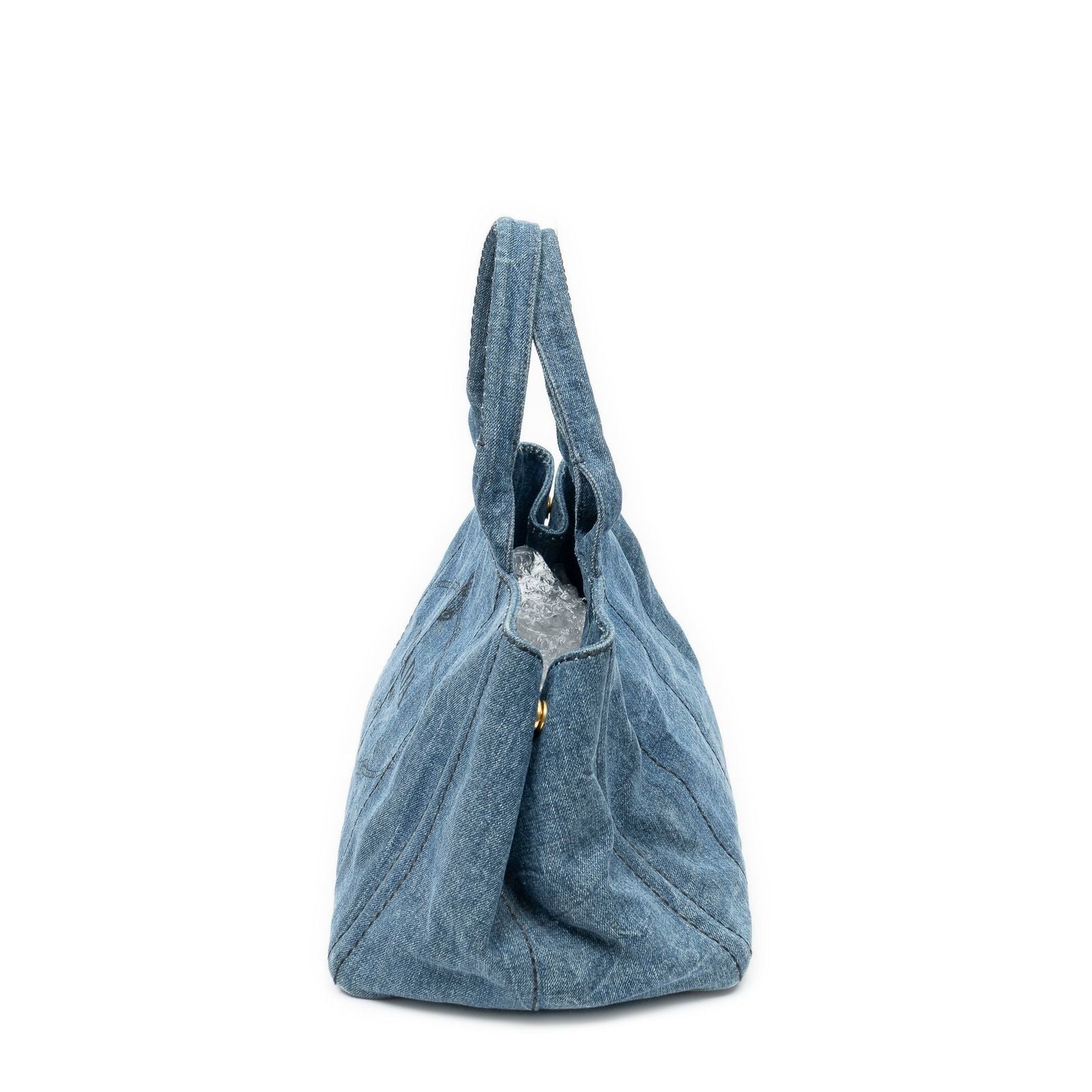 Prada Canapa Tote Bag Blue Denim — view 3
