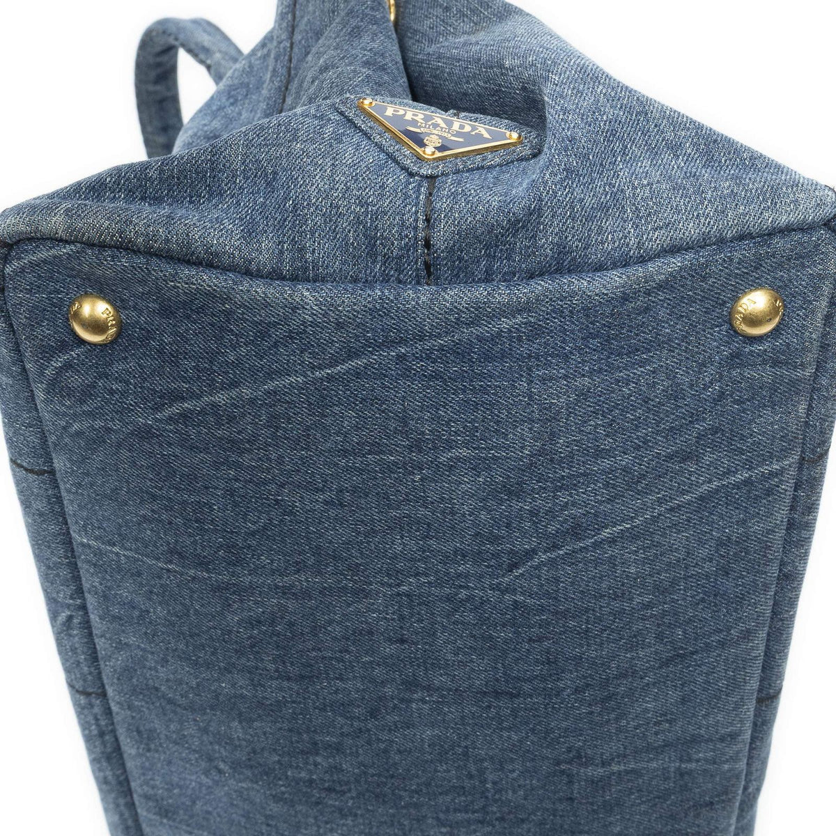 Prada Canapa Tote Bag Blue Denim — view 8