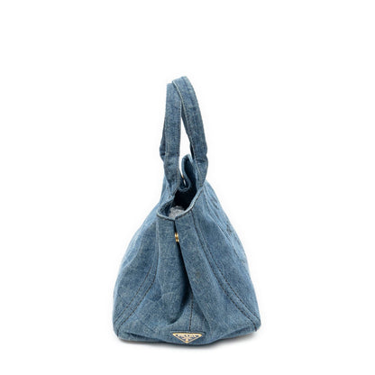 Prada Canapa Tote Bag Blue Denim — view 4