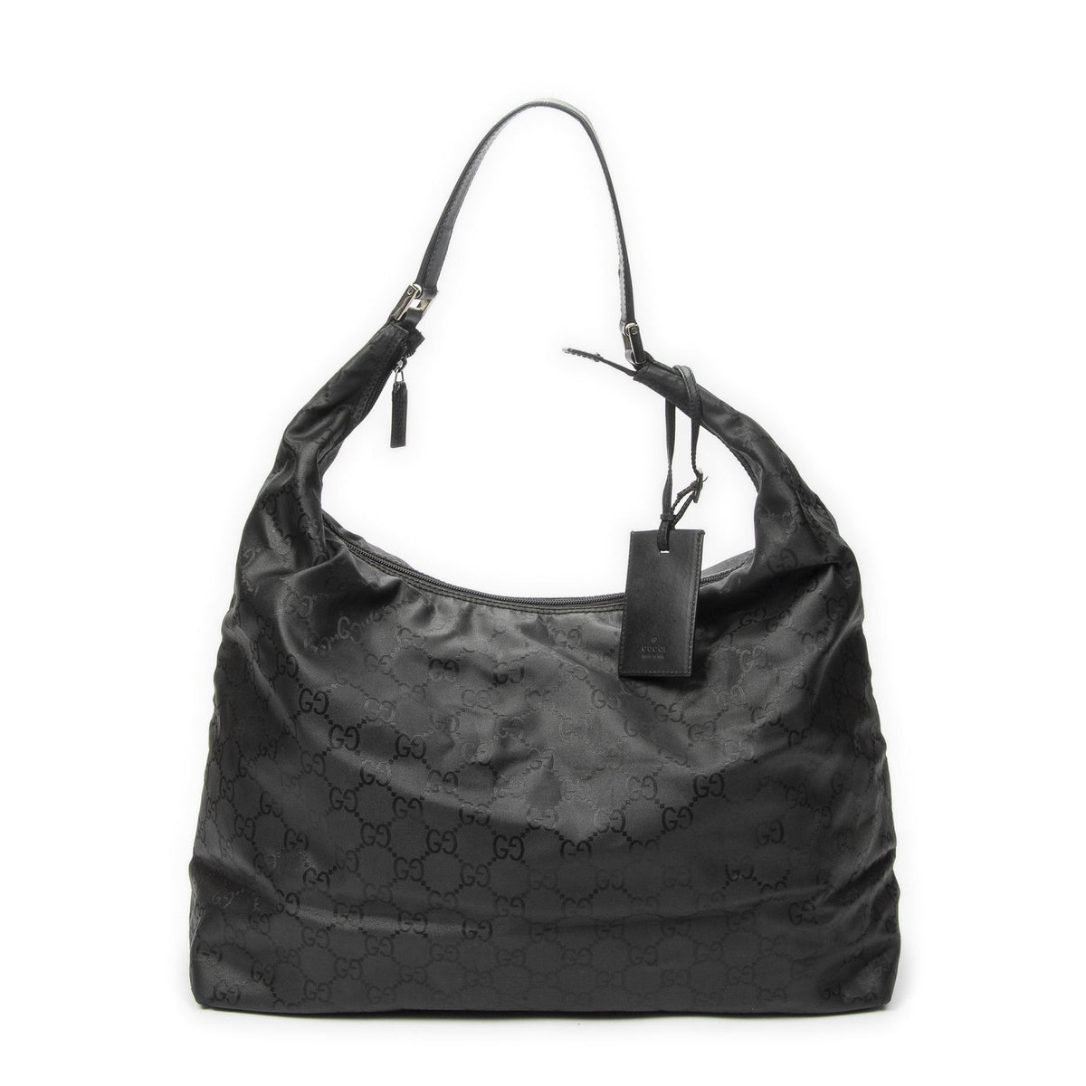 Gucci Large Zip Hobo Black GG Nylon Canvas