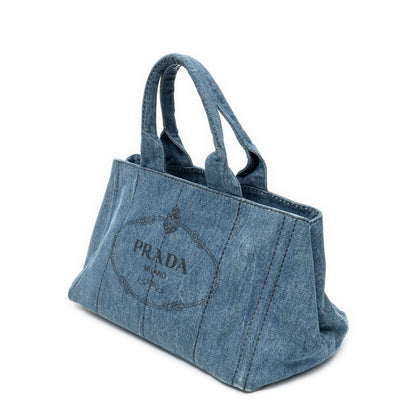 Prada Canapa Tote Bag Blue Denim — view 2