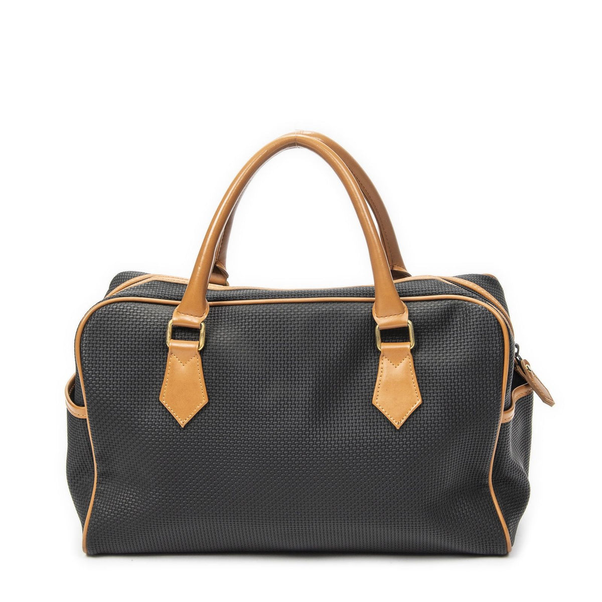 Saint Laurent Vintage Boston Black Tan Canvas Handbag — view 5