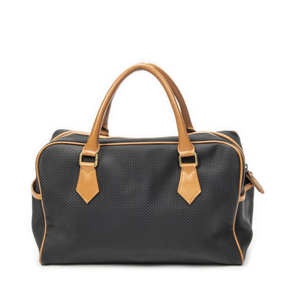 Saint Laurent Vintage Boston Black Tan Canvas Handbag — view 5