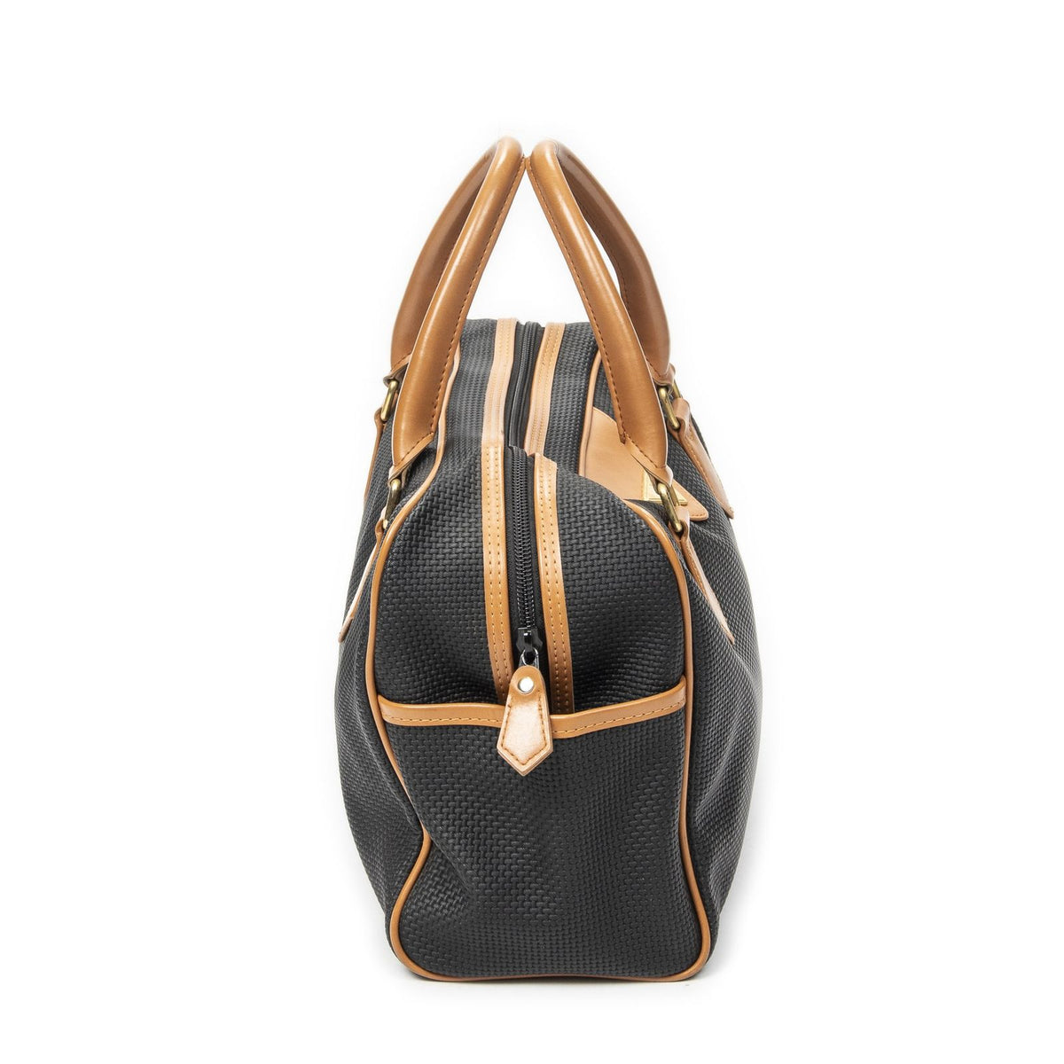 Saint Laurent Vintage Boston Black Tan Canvas Handbag — view 4