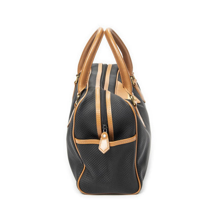 Saint Laurent Vintage Boston Black Tan Canvas Handbag — view 4