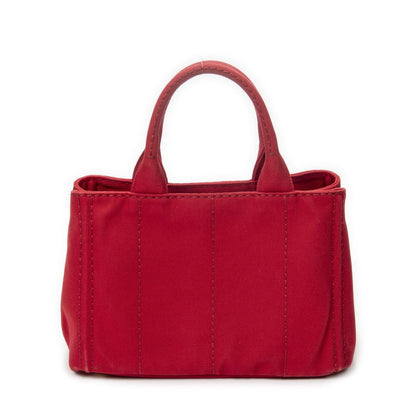 Prada Canapa Small Tote Bag Red Canvas — view 5
