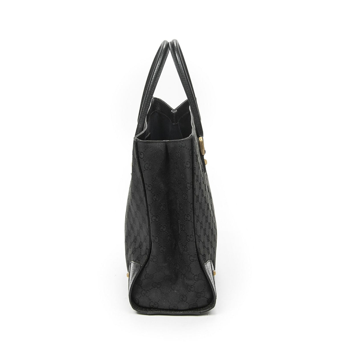 Gucci Nail Head Tote Bag Black GG Canvas — view 4