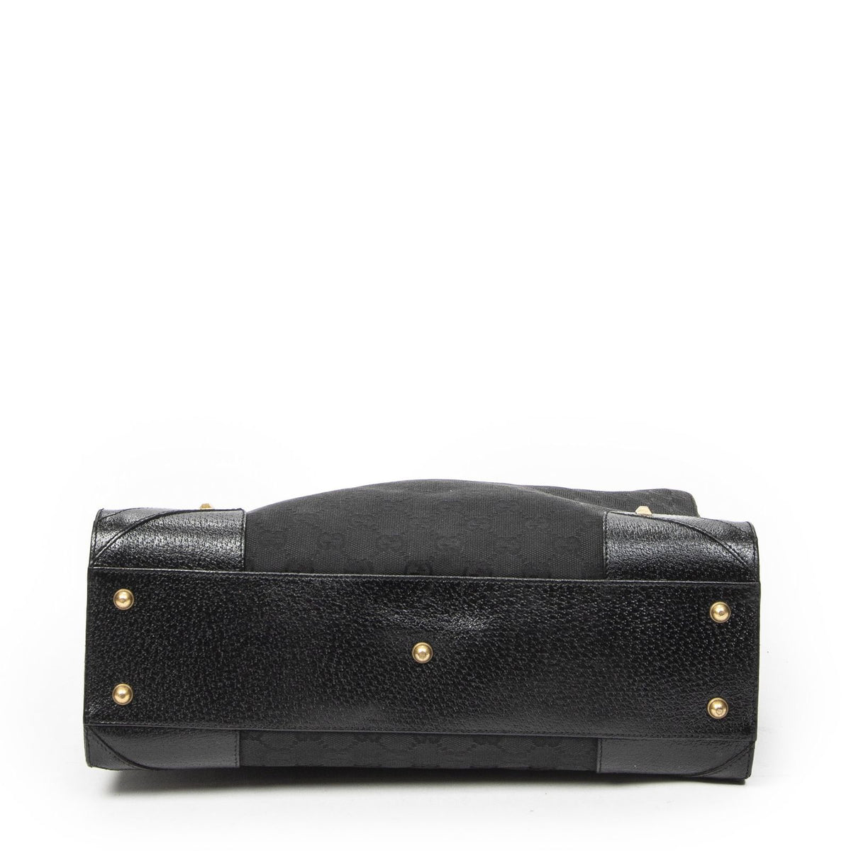 Gucci Nail Head Tote Bag Black GG Canvas — view 6