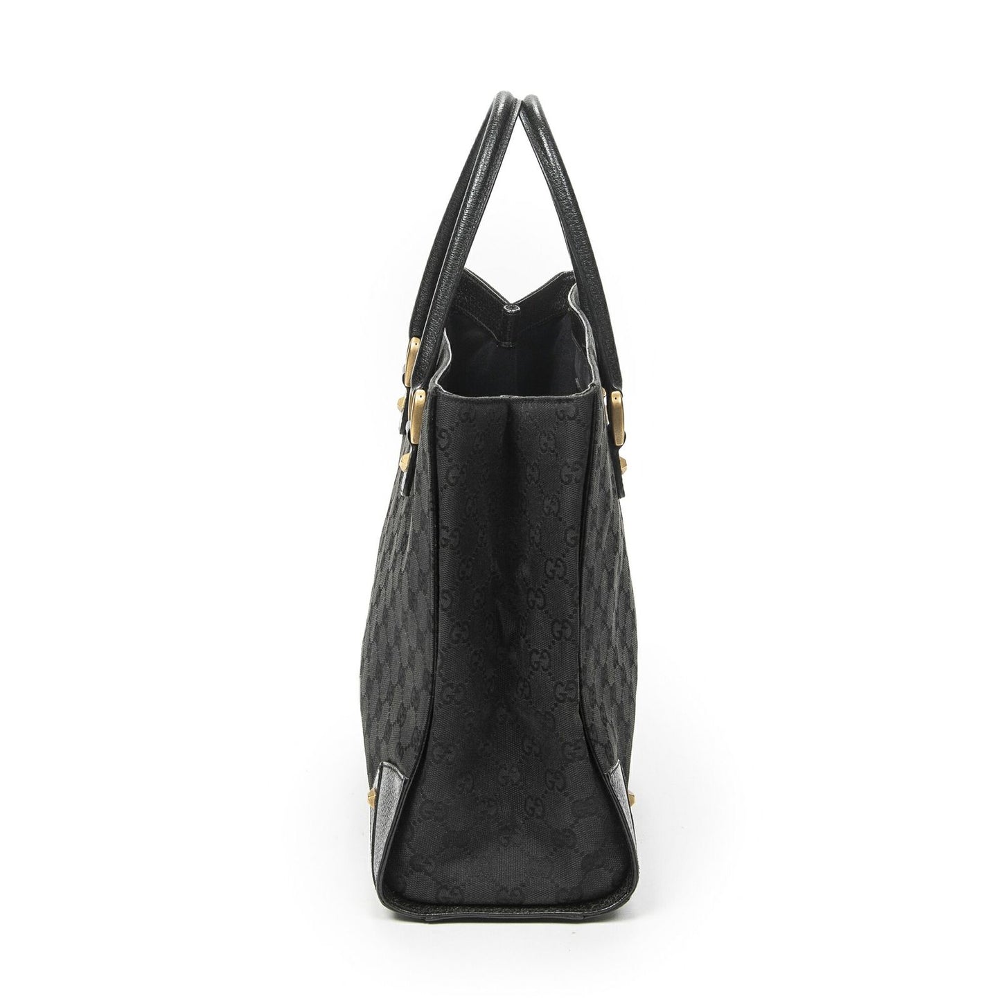 Gucci Nail Head Tote Bag Black GG Canvas — view 3