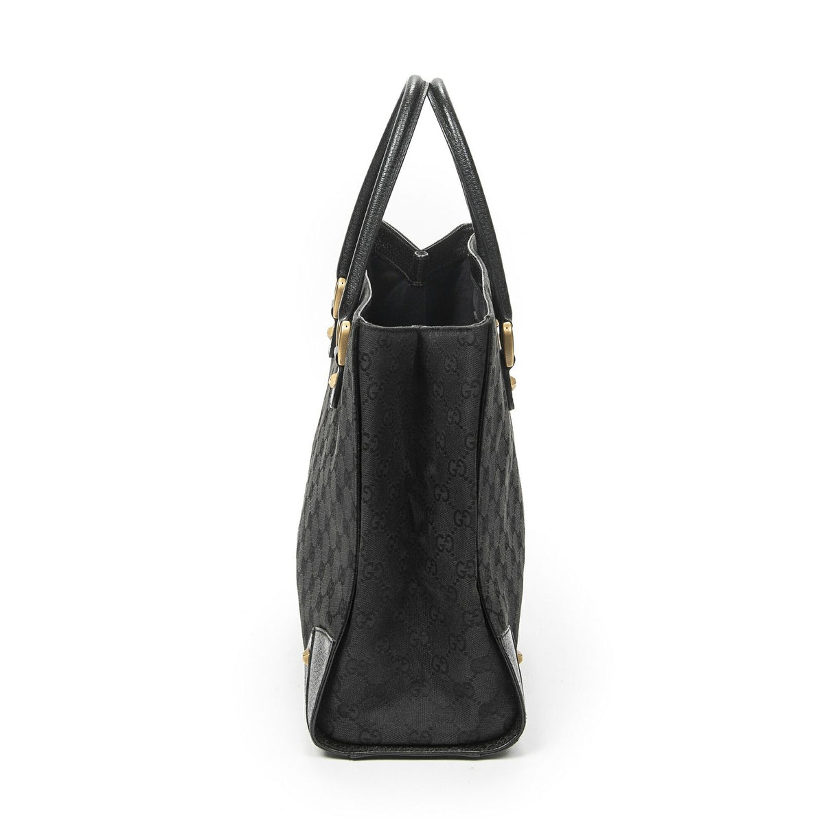 Gucci Nail Head Tote Bag Black GG Canvas — view 3