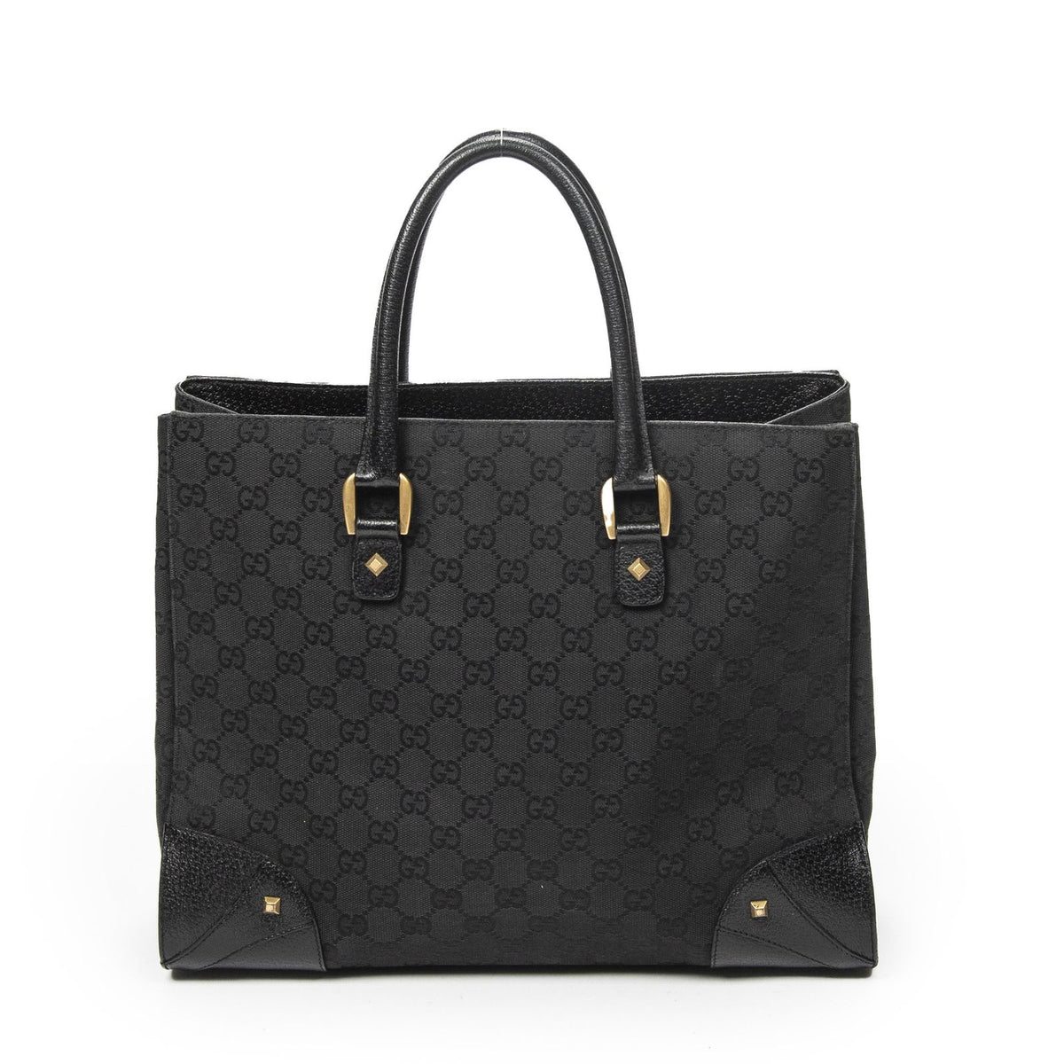 Gucci Nail Head Tote Bag Black GG Canvas — view 5