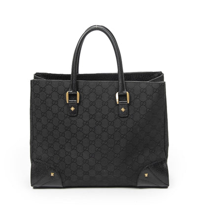 Gucci Nail Head Tote Bag Black GG Canvas — view 5