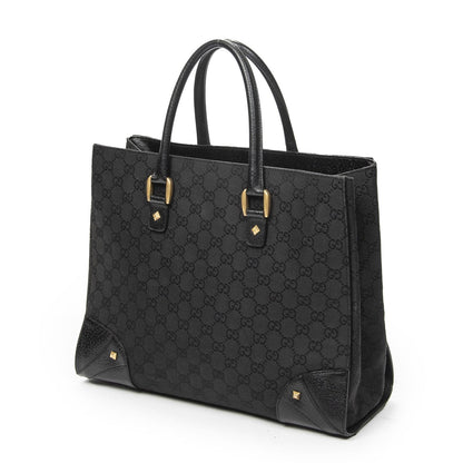 Gucci Nail Head Tote Bag Black GG Canvas — view 2