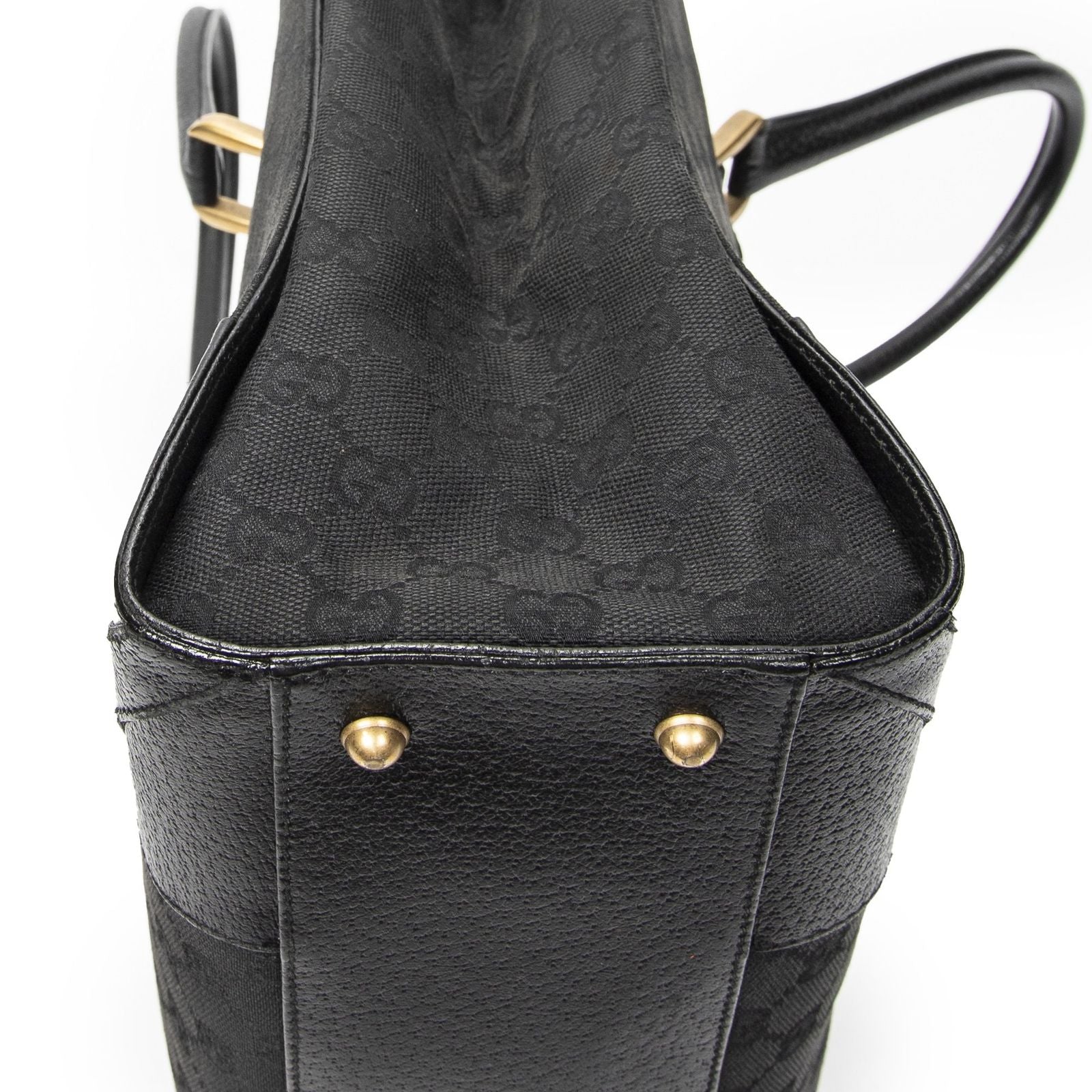 Gucci Nail Head Tote Bag Black GG Canvas — view 7