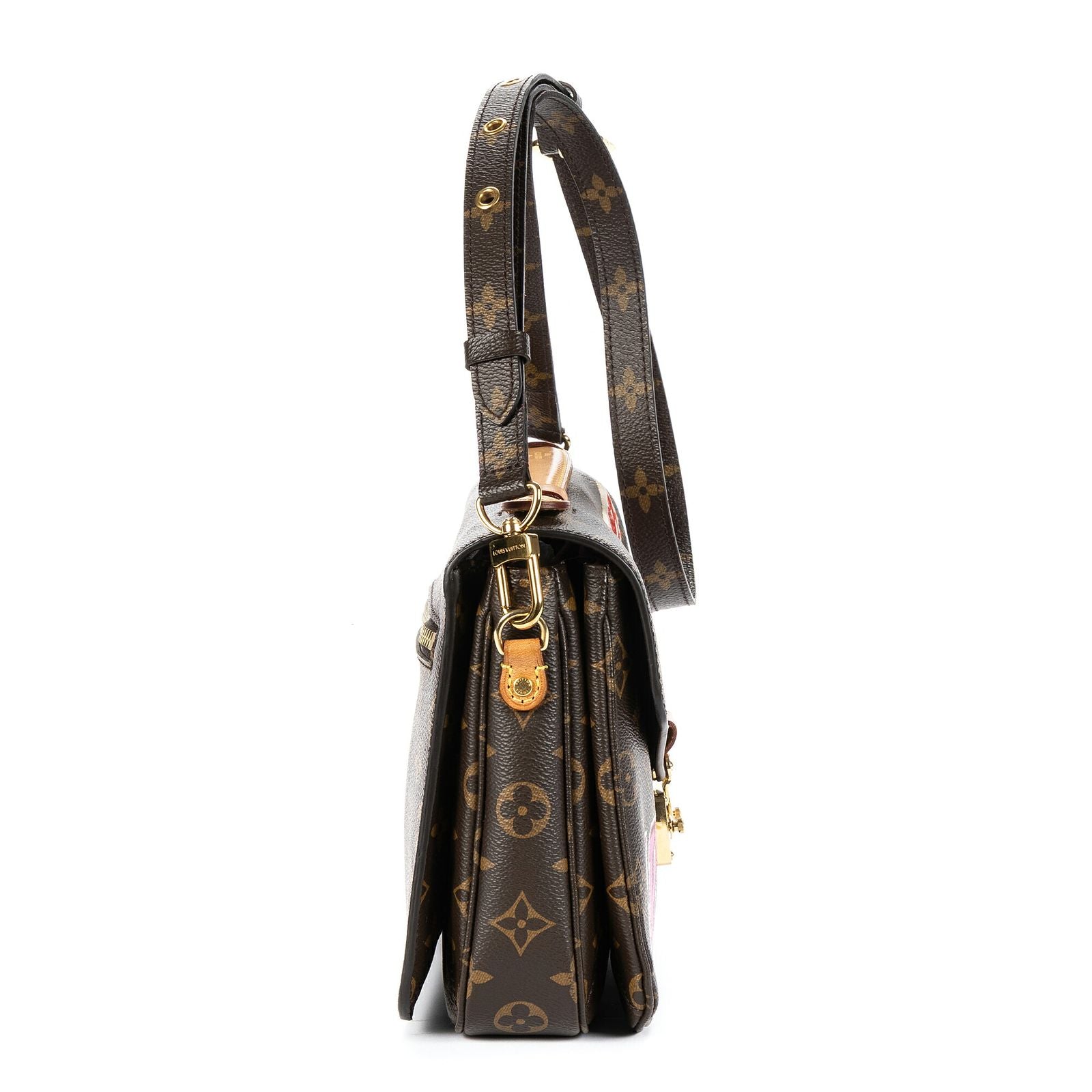 Louis Vuitton Ltd Ed Patches Pochette Metis Brown Multicolor Embroidery GG — view 4