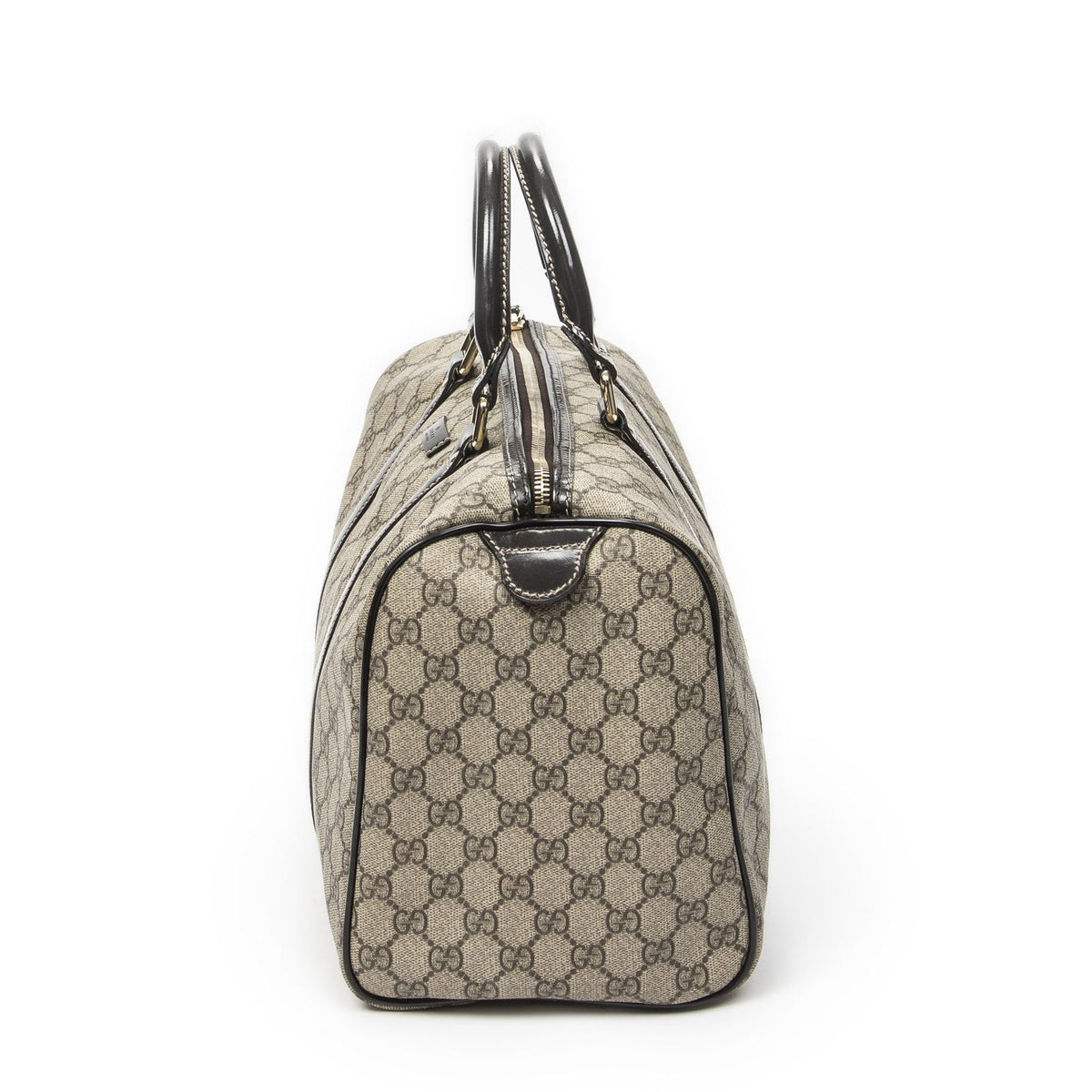 Gucci Boston Dark Brown Beige Supreme Canvas Handbag — view 3