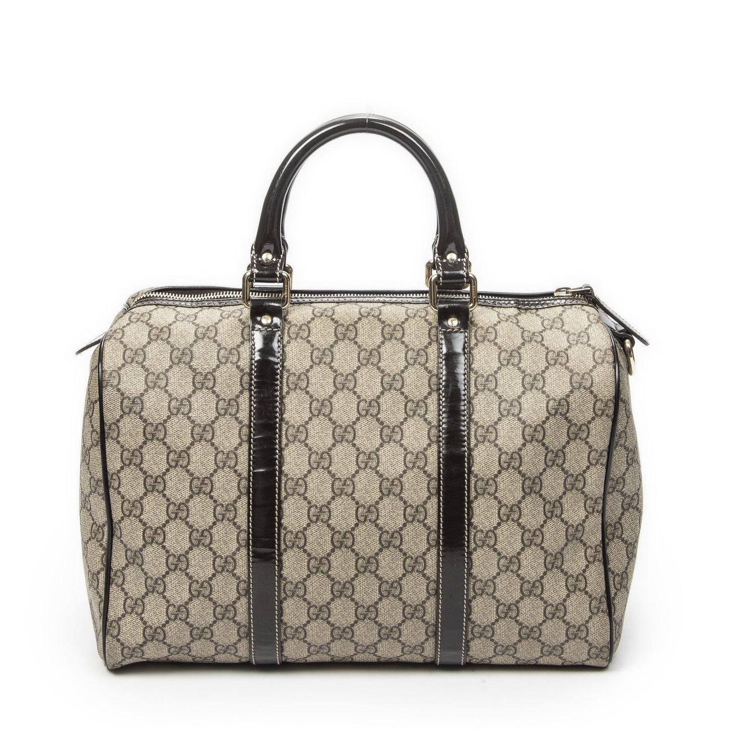 Gucci Boston Dark Brown Beige Supreme Canvas Handbag — view 5