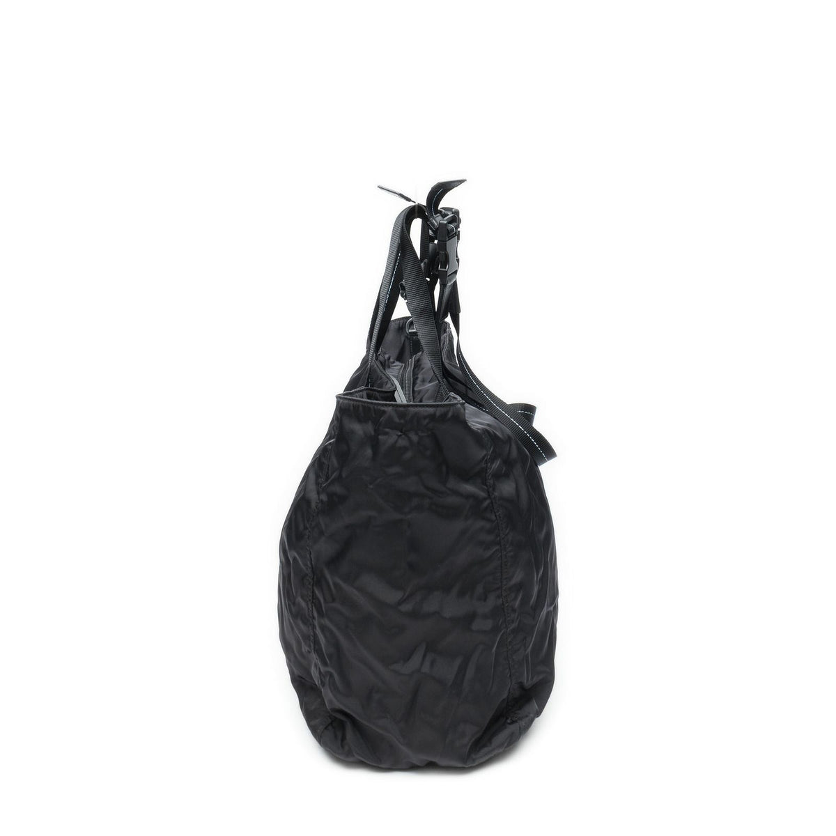 Prada Zip Shopping Tote Bag Black Nylon Canvas — view 4