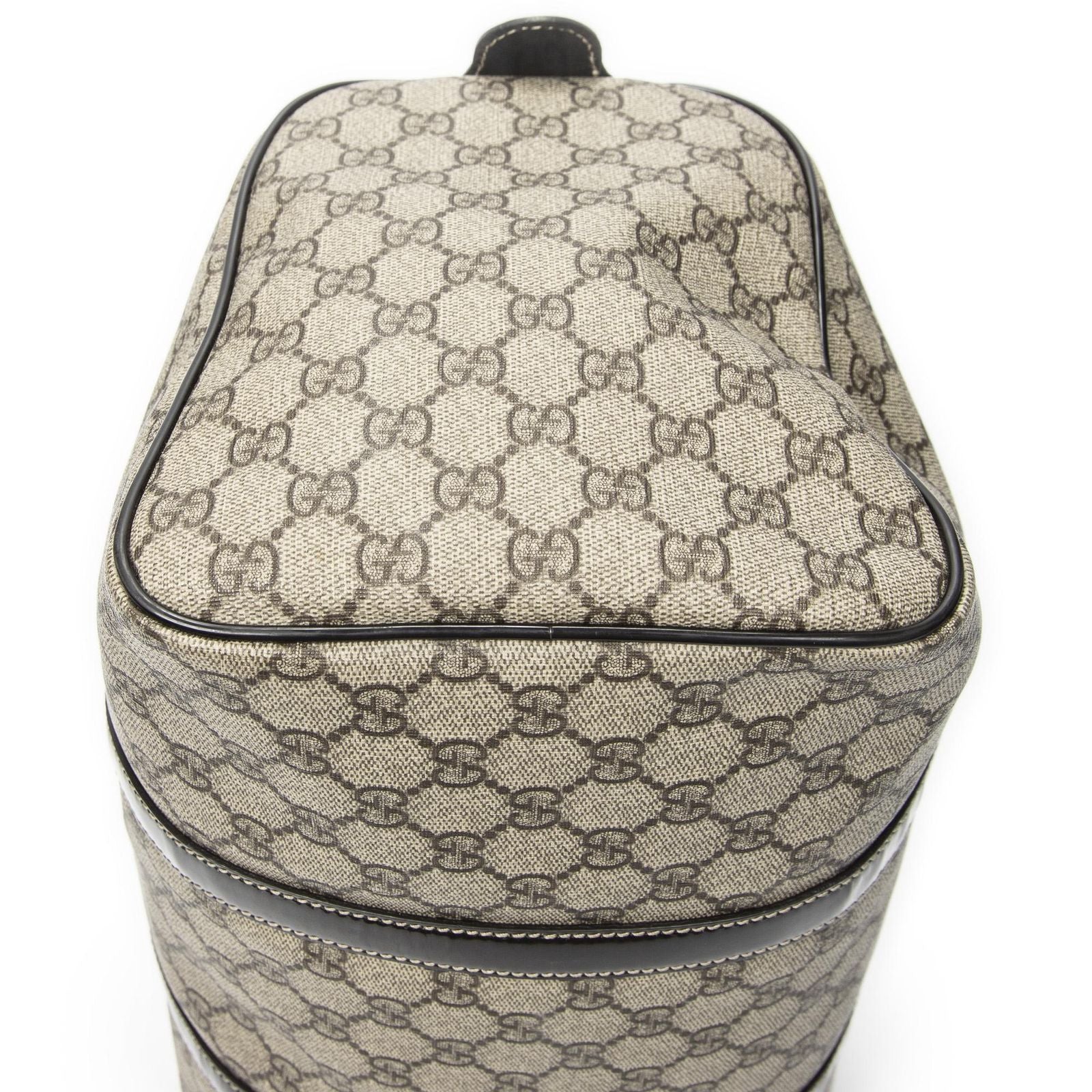 Gucci Boston Dark Brown Beige Supreme Canvas Handbag — view 7