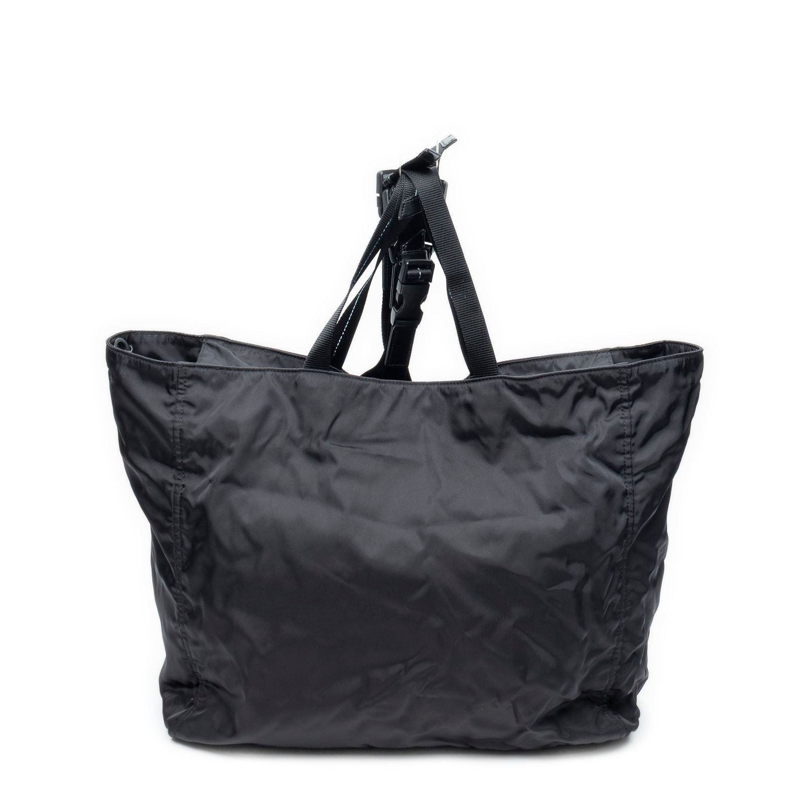 Prada Zip Shopping Tote Bag Black Nylon Canvas — view 5