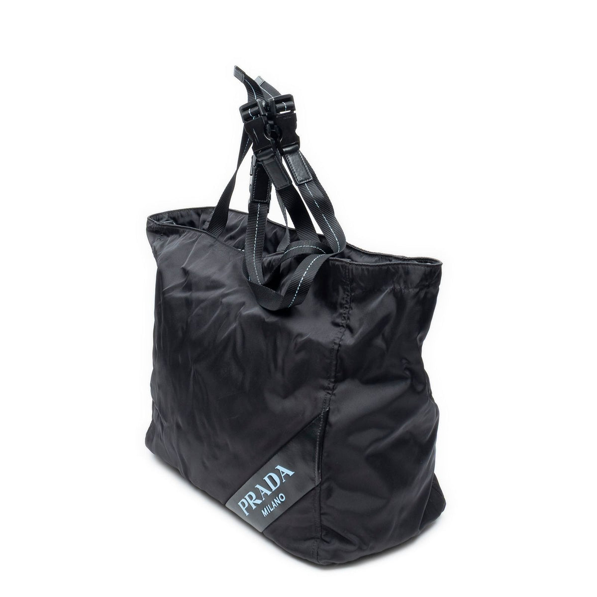 Prada Zip Shopping Tote Bag Black Nylon Canvas — view 2