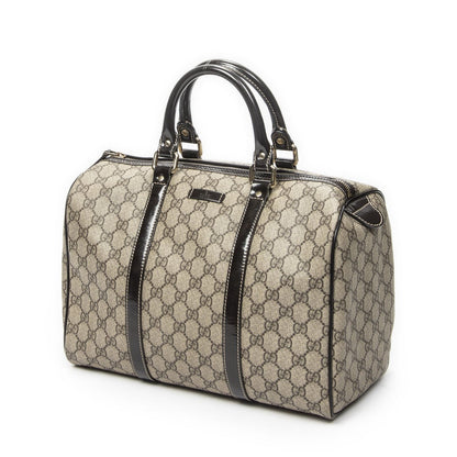 Gucci Boston Dark Brown Beige Supreme Canvas Handbag — view 2