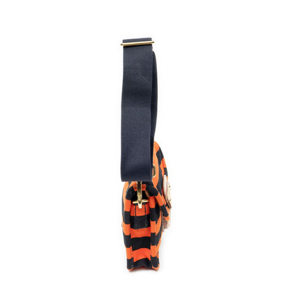 Prada Vintage Flap Bag Crossbody Orange Black Print Canapa Canvas — view 4