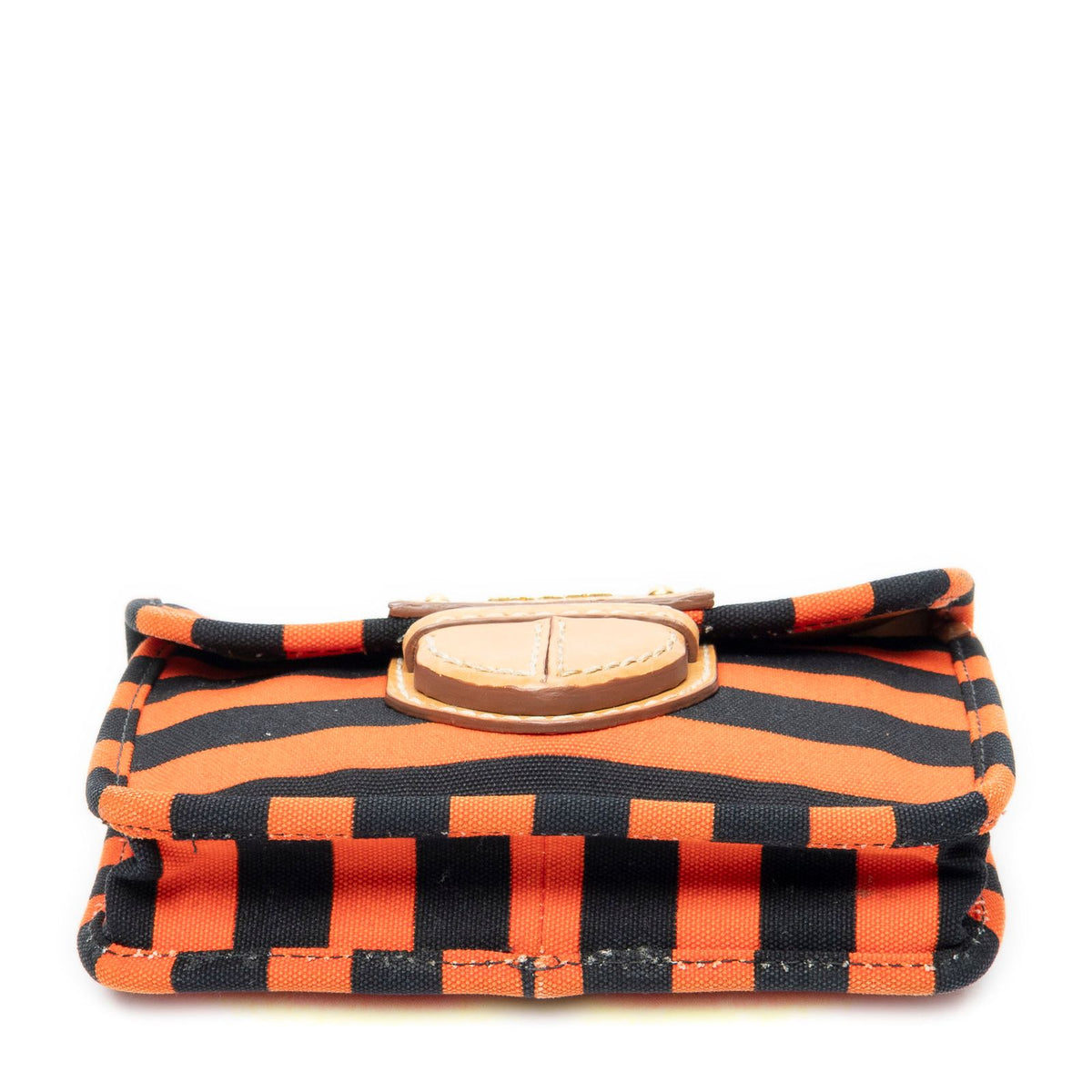 Prada Vintage Flap Bag Crossbody Orange Black Print Canapa Canvas — view 6