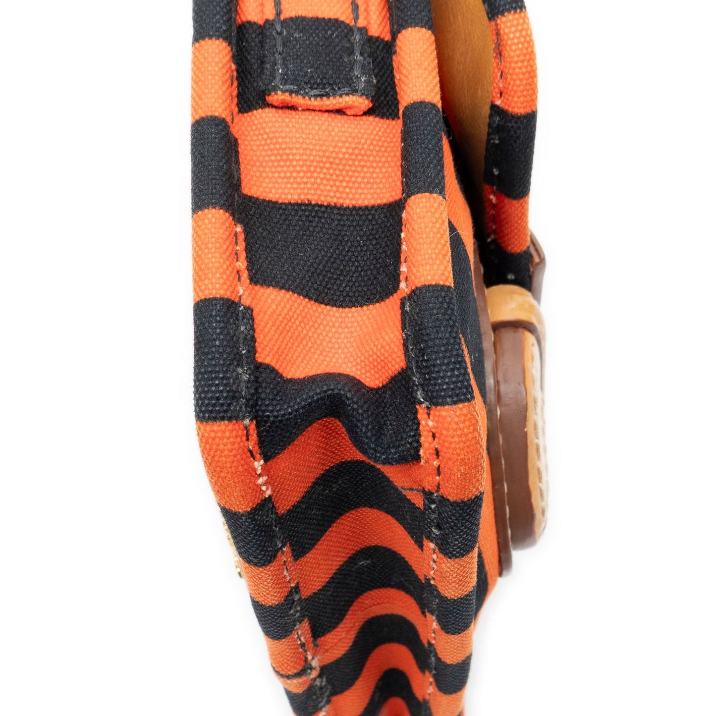 Prada Vintage Flap Bag Crossbody Orange Black Print Canapa Canvas — view 8