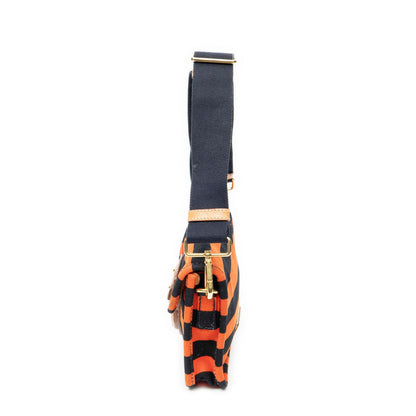 Prada Vintage Flap Bag Crossbody Orange Black Print Canapa Canvas — view 3